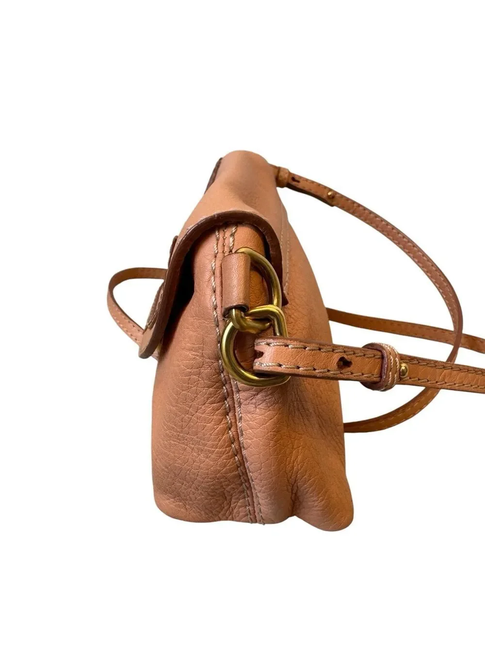 Chloe Apricot Pink Tan Brown  Leather Mini Marcie Crossbody Pouchette Bag Auth