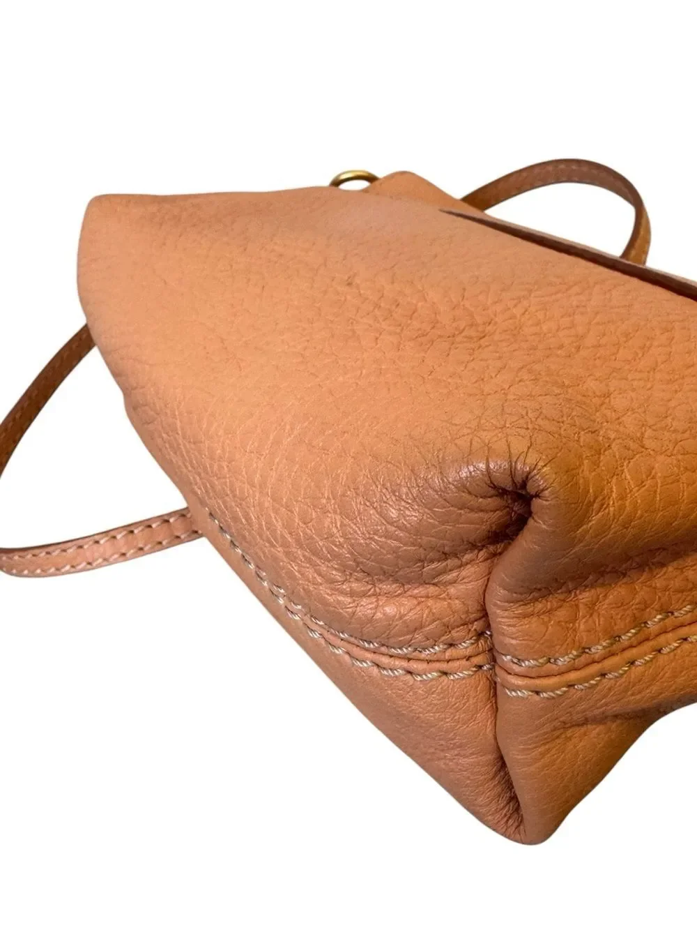 Chloe Apricot Pink Tan Brown  Leather Mini Marcie Crossbody Pouchette Bag Auth