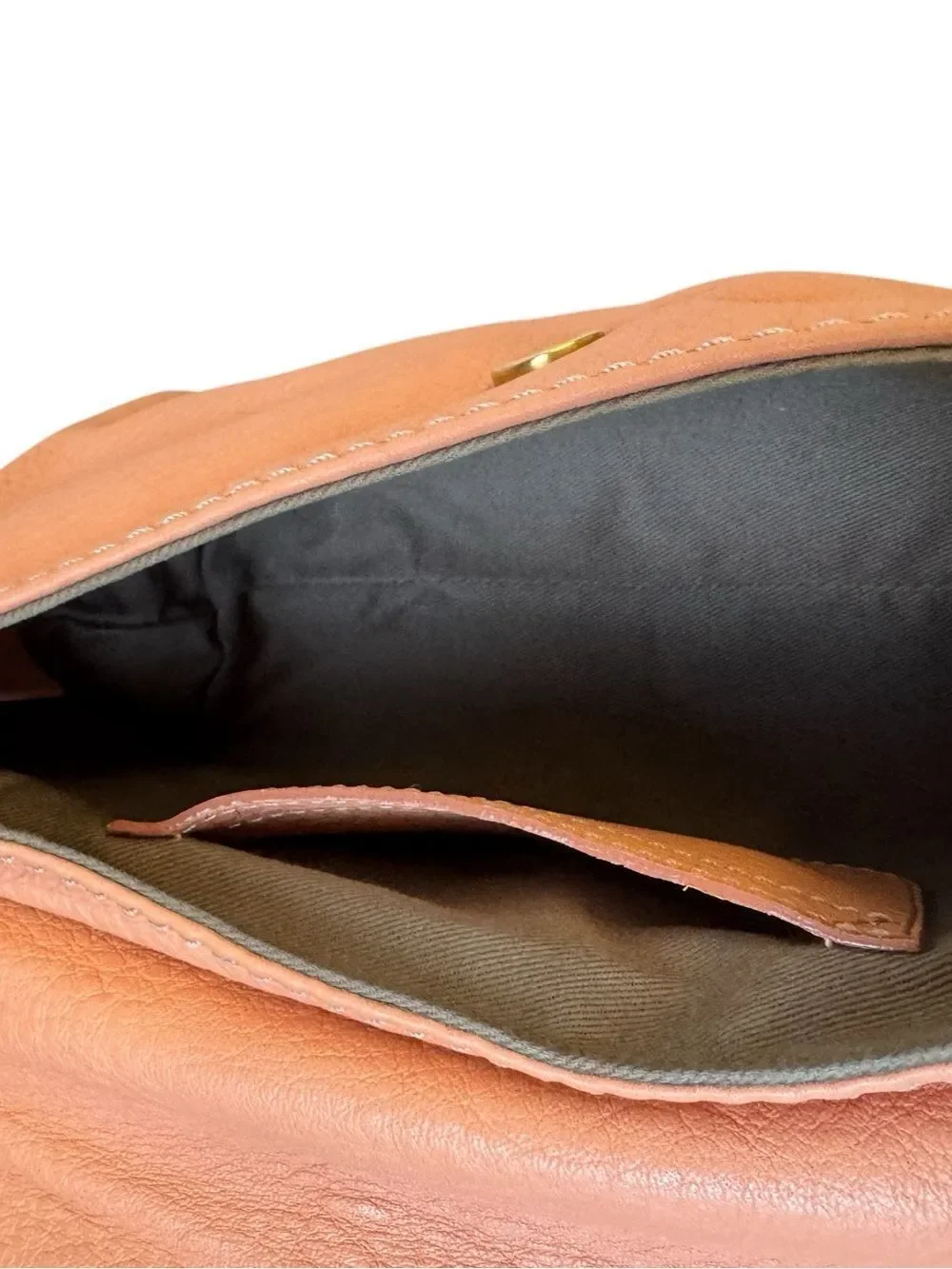 Chloe Apricot Pink Tan Brown  Leather Mini Marcie Crossbody Pouchette Bag Auth