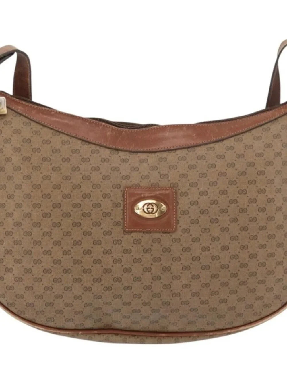 GUCCI Micro GG Supreme Shoulder Bag PVC Beige Gold 001 067 0719 Auth ka3876