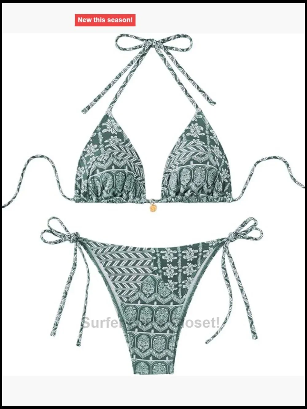 Women's 2 Piece Floral Print Geometric Halter String Triangle Bikini Set Beach