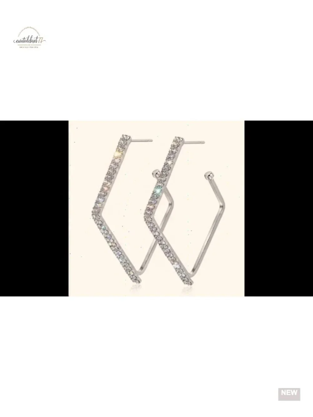 White Gold Plated Drop Dangle Earrings - Statement Geometric Jewelry for