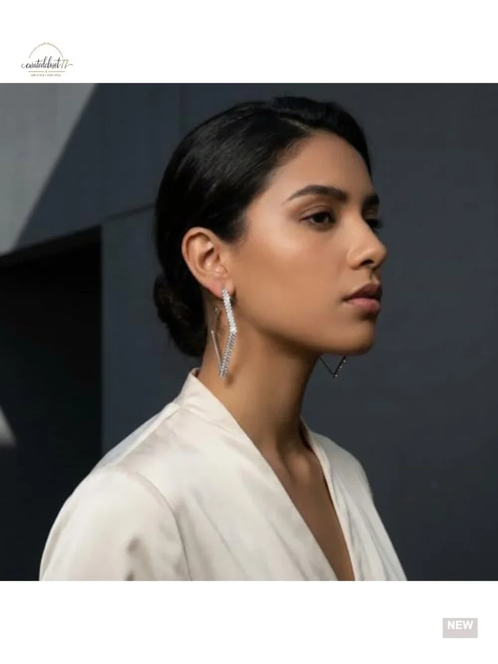White Gold Plated Drop Dangle Earrings - Statement Geometric Jewelry for
