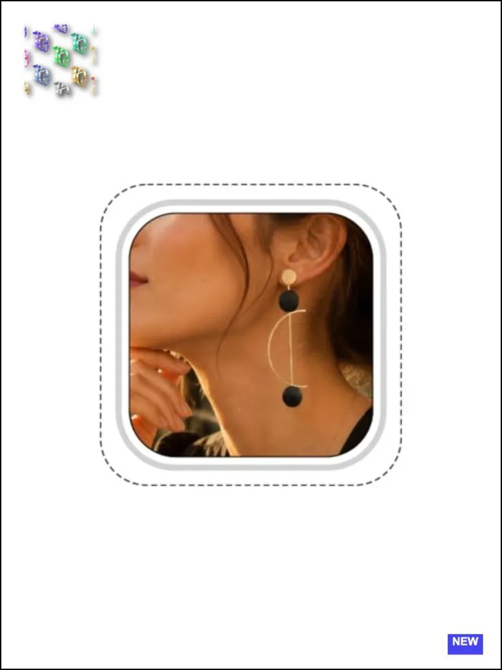 Gold-Tone Long Dangle Earrings Black Ball Chunky Geometric Rotatable Party