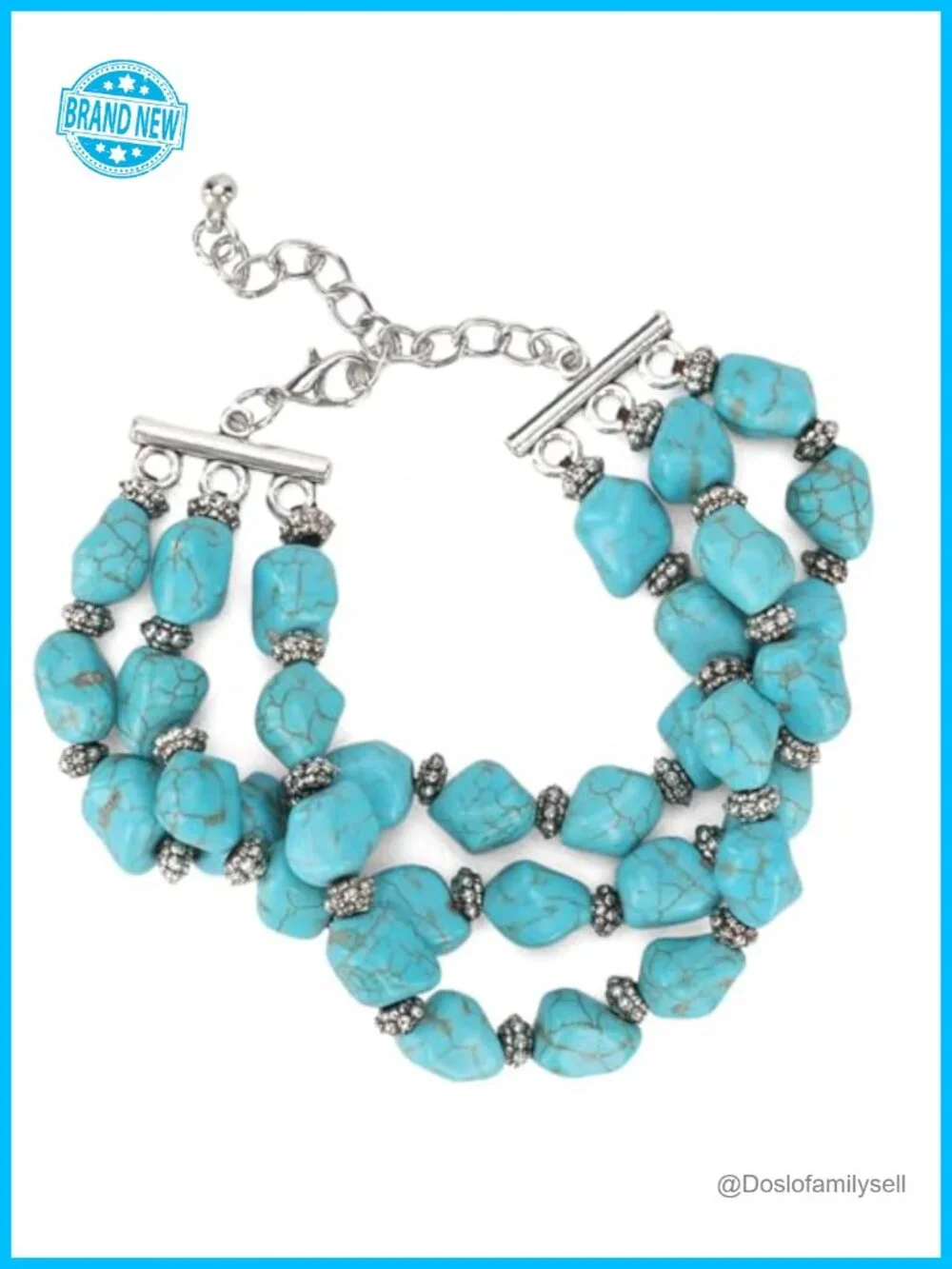 Rustic Boho Turquoise Cuff Bangle Bracelet - Adjustable
