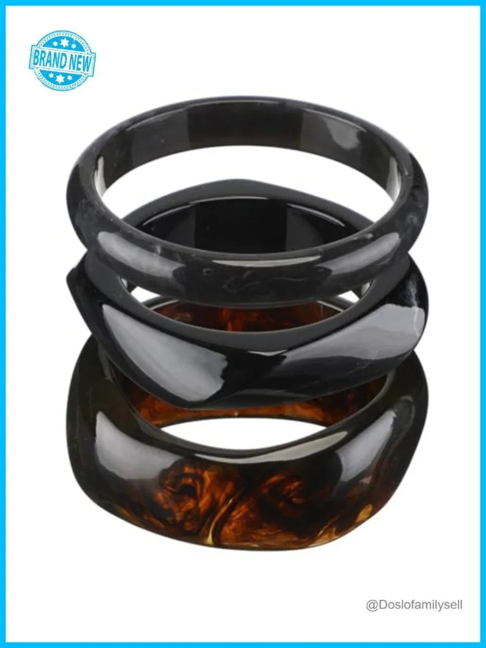 3 Pcs Resin Bangle Bracelets Set Geometric Chunky Cuff Irregular Stackable