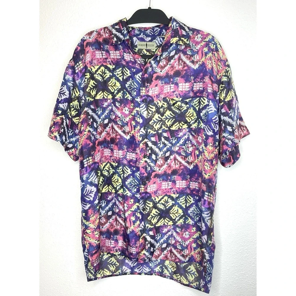 Silk Shirt, Mens, Size M, brand Robert Stock