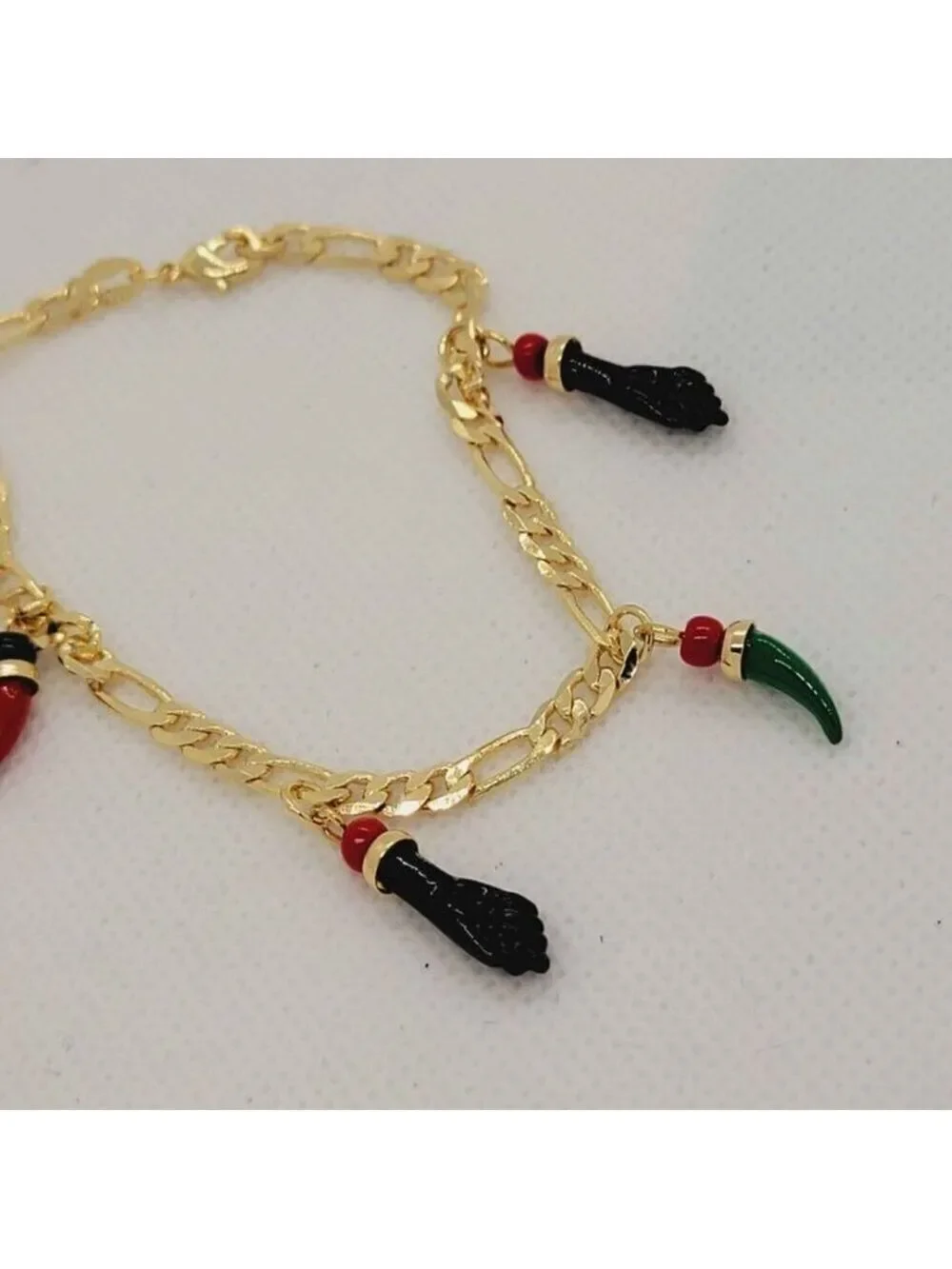 Brand New Brazilian 18k Gold Filled Figa and Pepper Bracelet