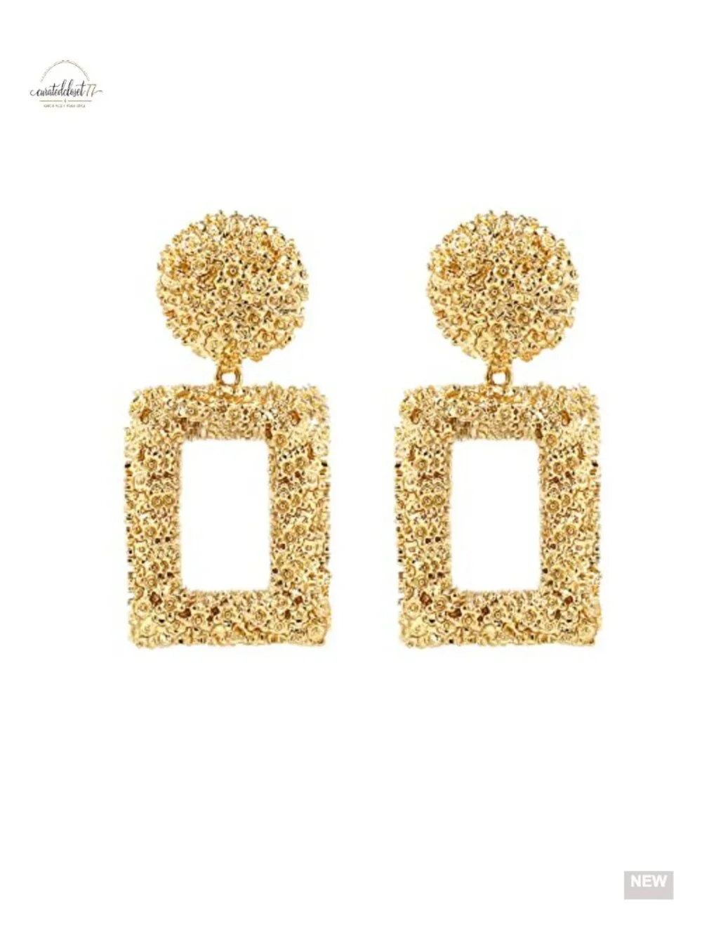 Gold Plated Geometric Statement Dangle Earrings, Boho Drop Earrings
