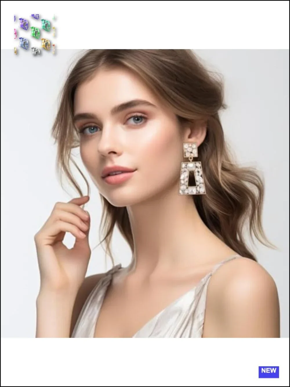 Rhinestone Rectangle Statement Drop Dangle Earrings Chunky Geometric