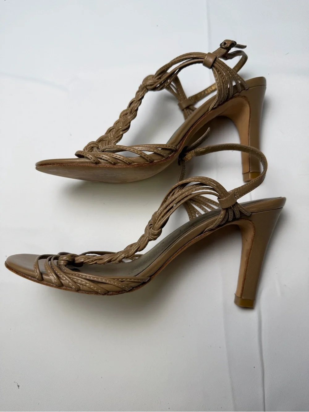 Charles by Charles David Braided Strappy 3” High Heels - Tan /Brown - Elegant 6