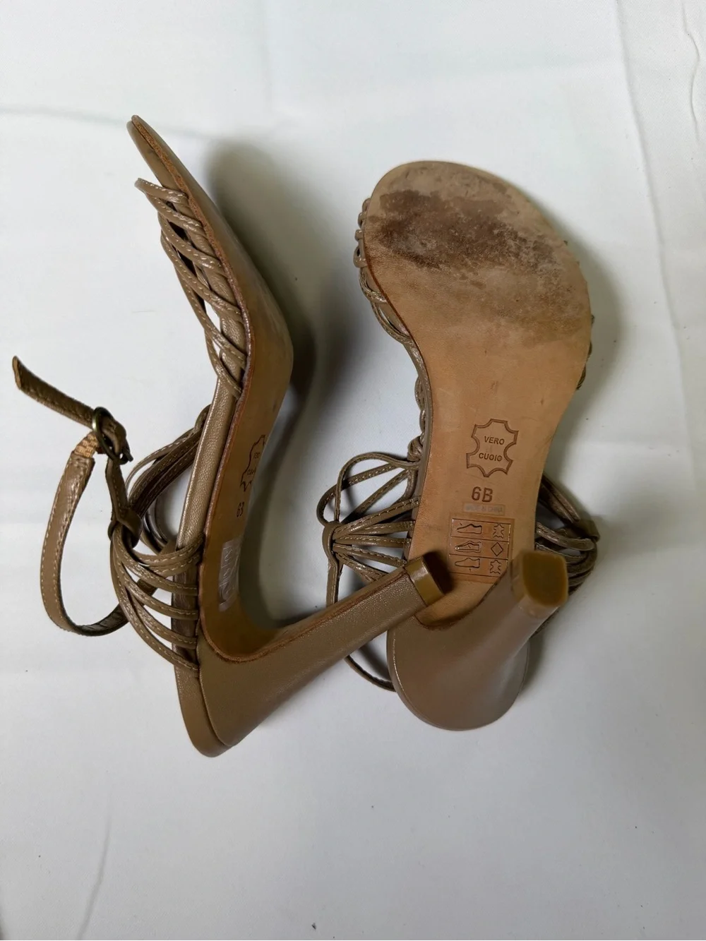 Charles by Charles David Braided Strappy 3” High Heels - Tan /Brown - Elegant 6