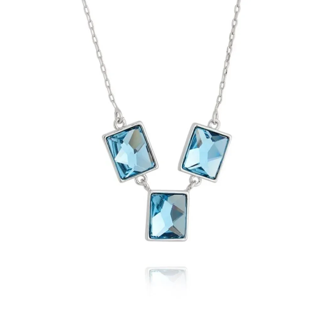 Swarovski authentic Crystals aquamarine colorsquare format white rhodium plated