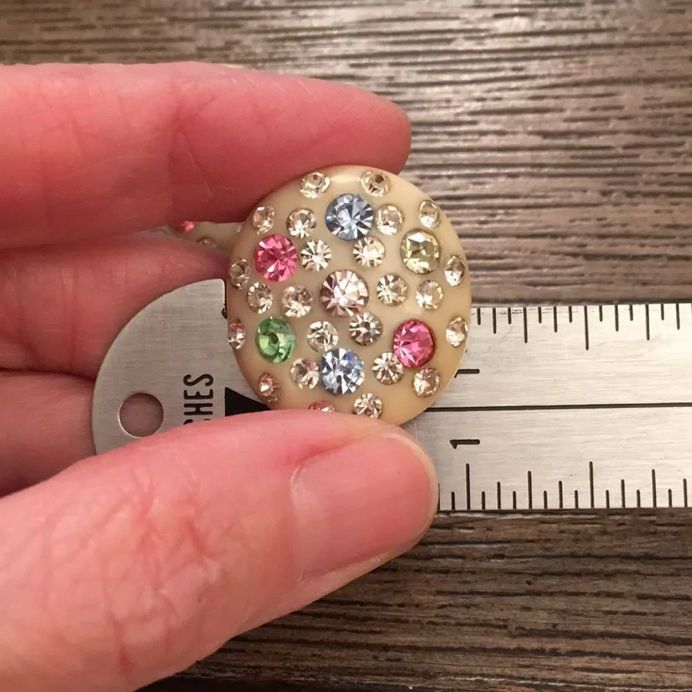 Vintage Pastel Colored Rhinestone Clip Earrings