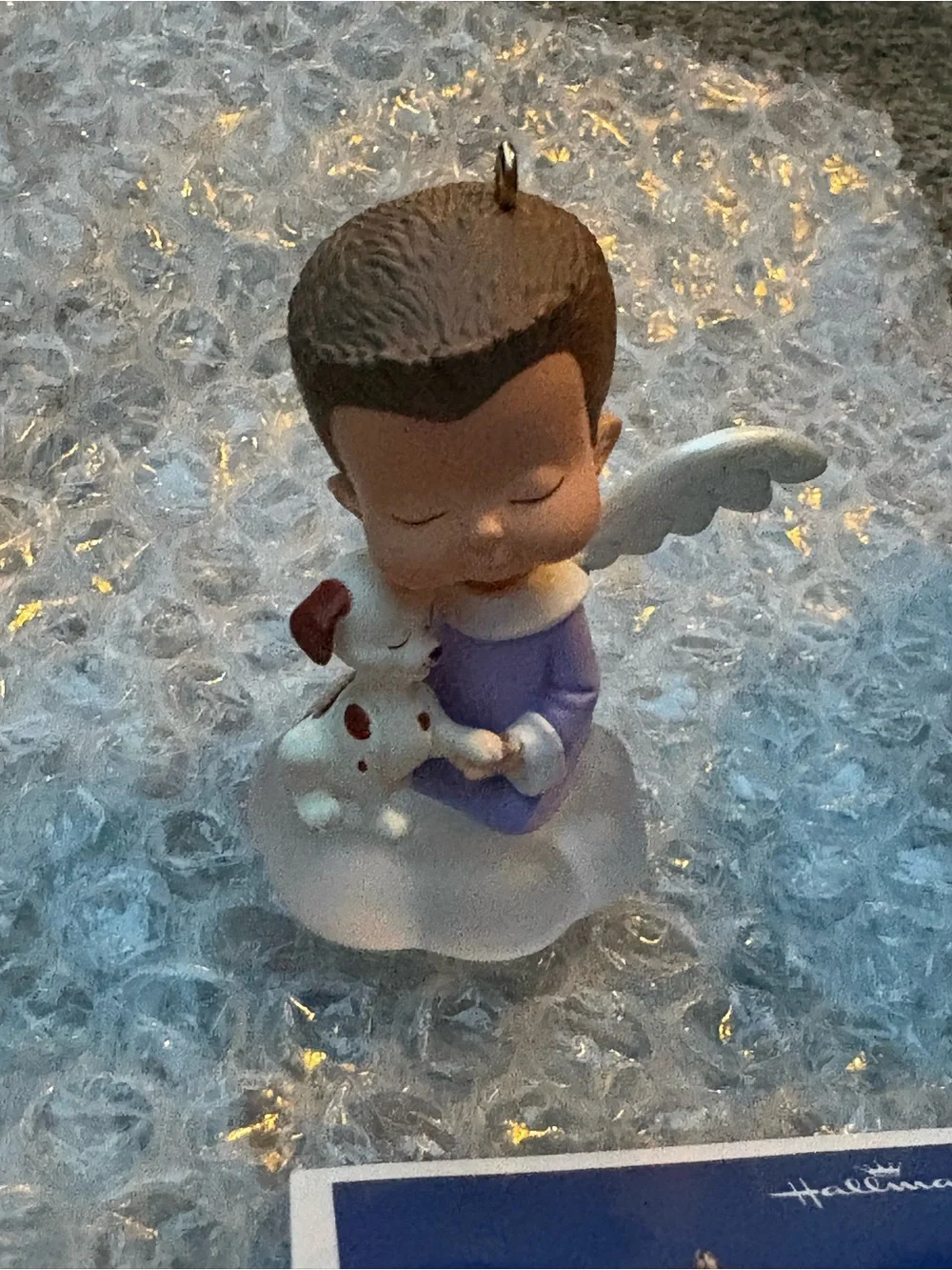 Hallmark Sweet William Angel Ornament - Purple Outfit, White Wings