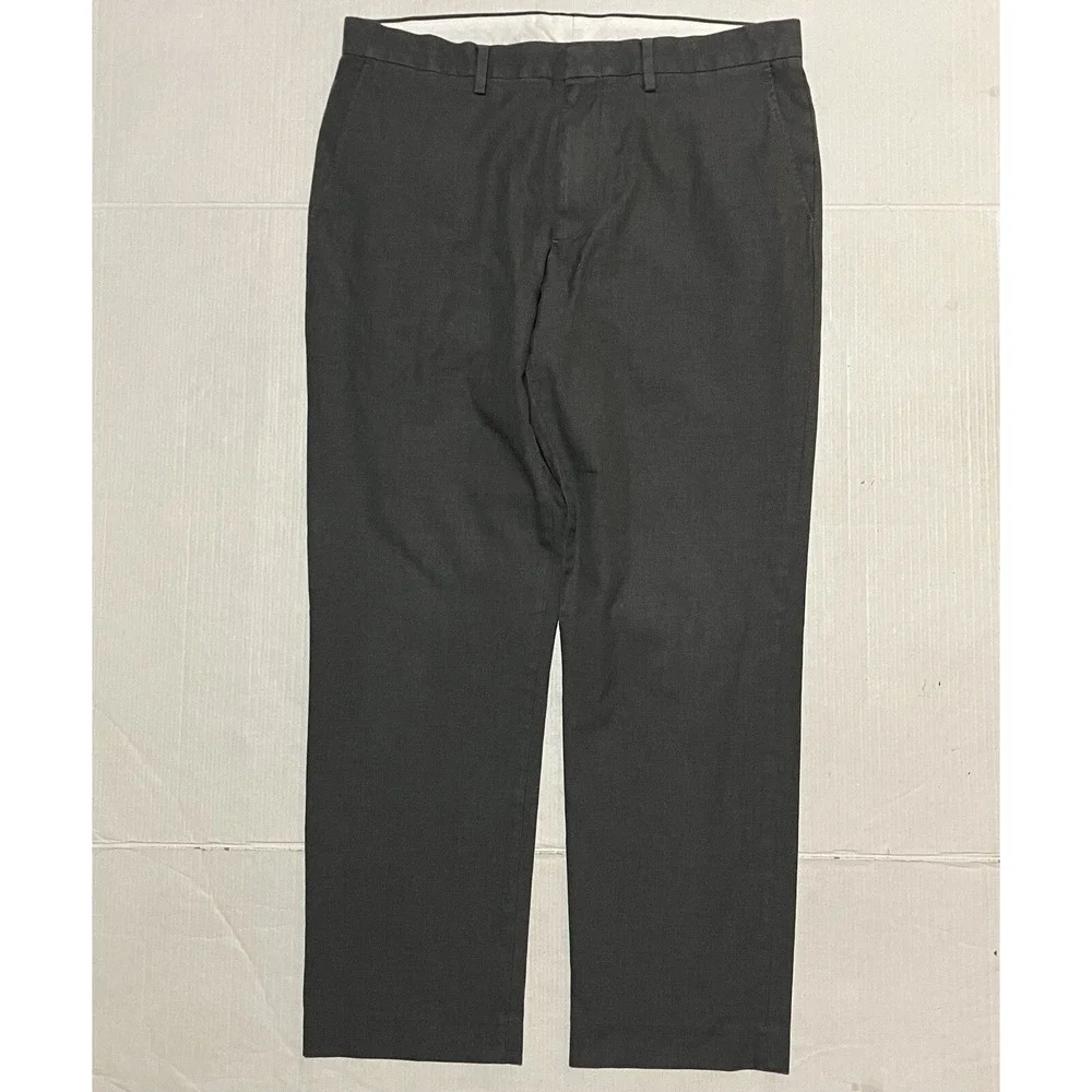 J.Crew Bowery Pants Mens Size 34‎ X 29 Gray Cotton Flat Front Casual Dress
