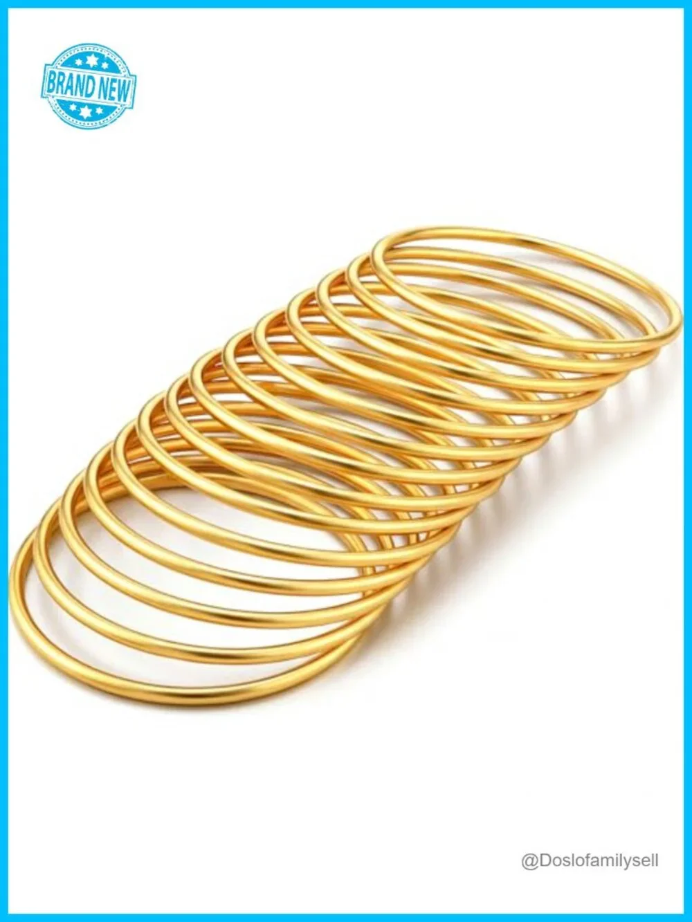 14 Pcs 3mm Gold Plated Stainless Steel Multi Layer Stackable Thin Bangle
