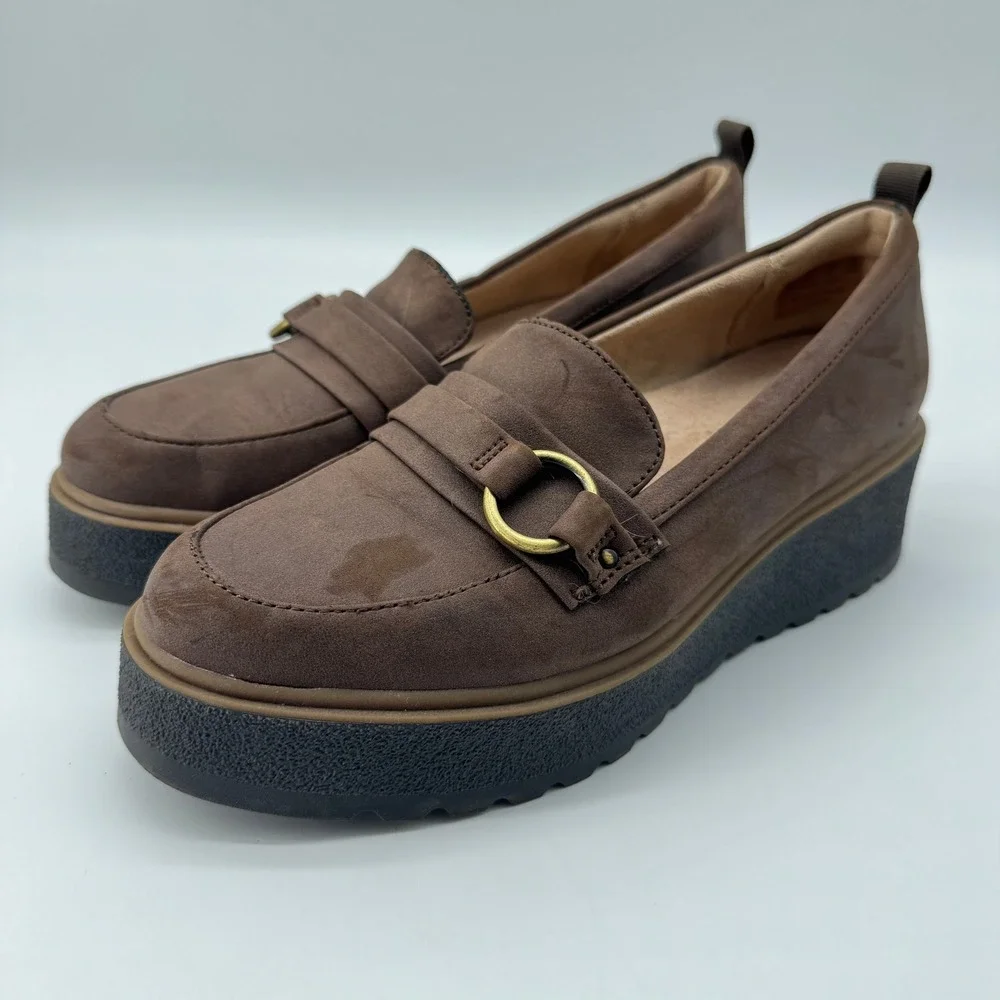 Soul Naturalizer Platform Loafers 7 Brown Wedge Chunky‎ Slip On Joyla Academia