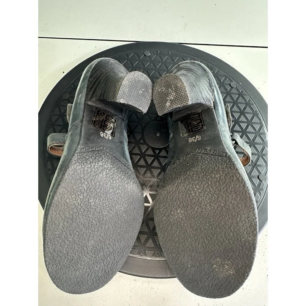 Miz Mooz Kora Gray Leather Mary Jane Heels Chunky Heel Sz 36/6 Twee Lagenlook