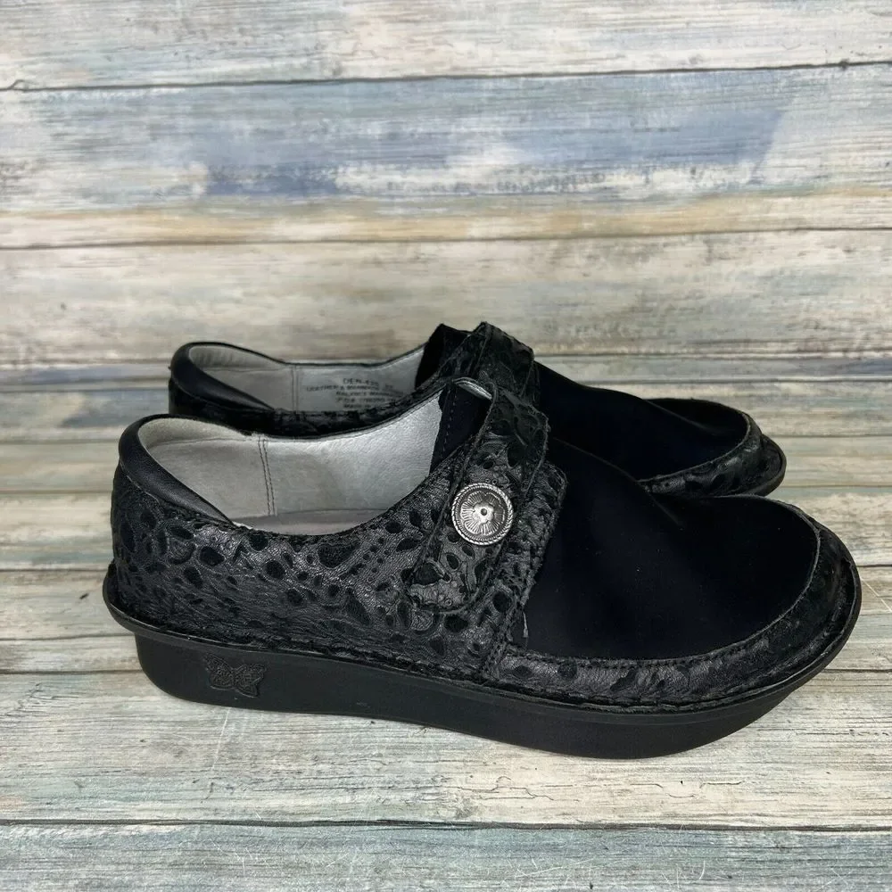 Alegria Womens Size 37 Dream Fit Black Leather Neoprene Dena DEN-435 Shoes‎