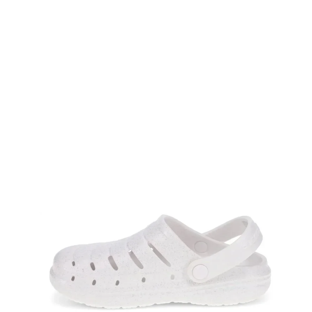 Rugged Shark LITTLE GIRL Clogs SIZE 2 White Sparkle Waterproof NEW