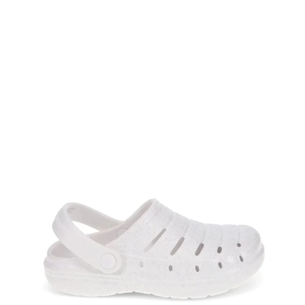 Rugged Shark LITTLE GIRL Clogs SIZE 2 White Sparkle Waterproof NEW