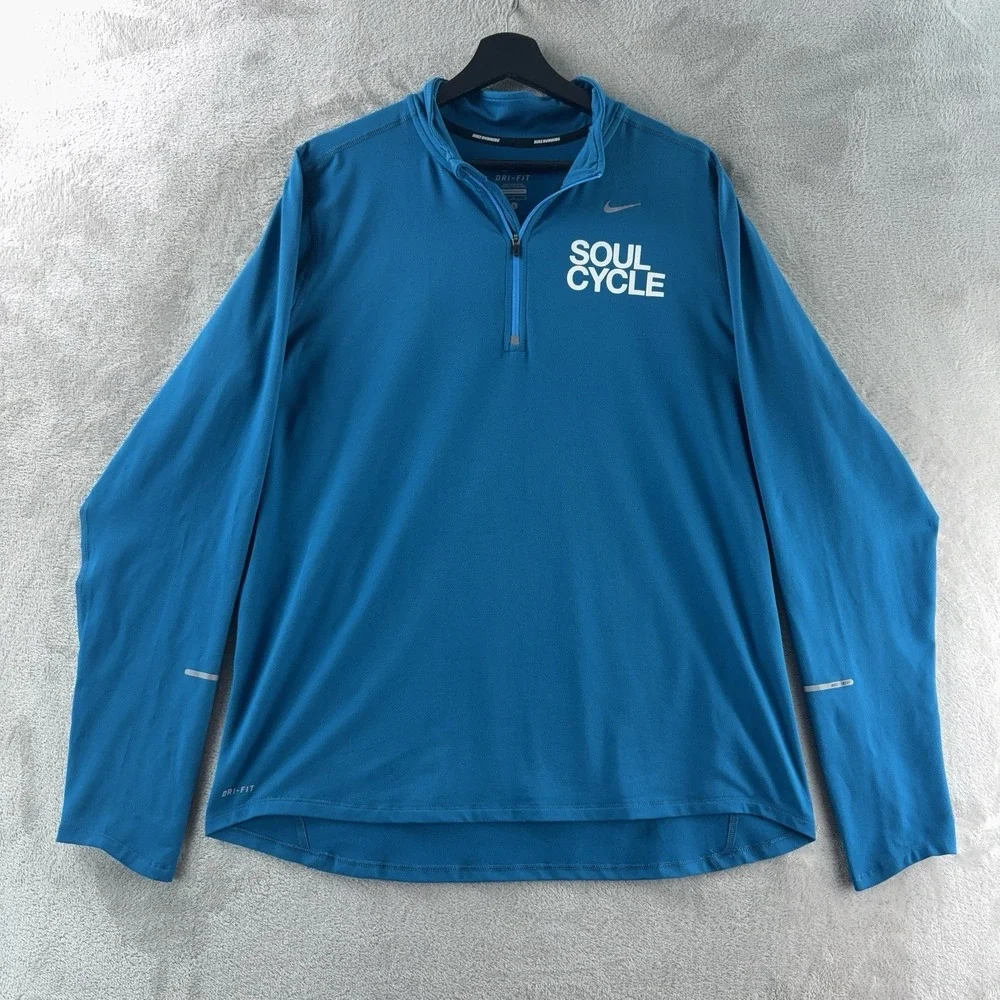 Nike‎ x Soulcycle Quarter Zip Sweater Mens Size Large Blue Long Sleeve