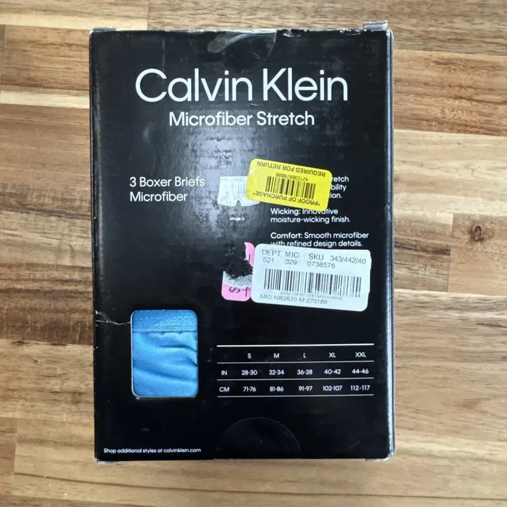 Calvin‎ Klein NB2569 Men's XL Microfiber Underwear - Blue (3 Pack)