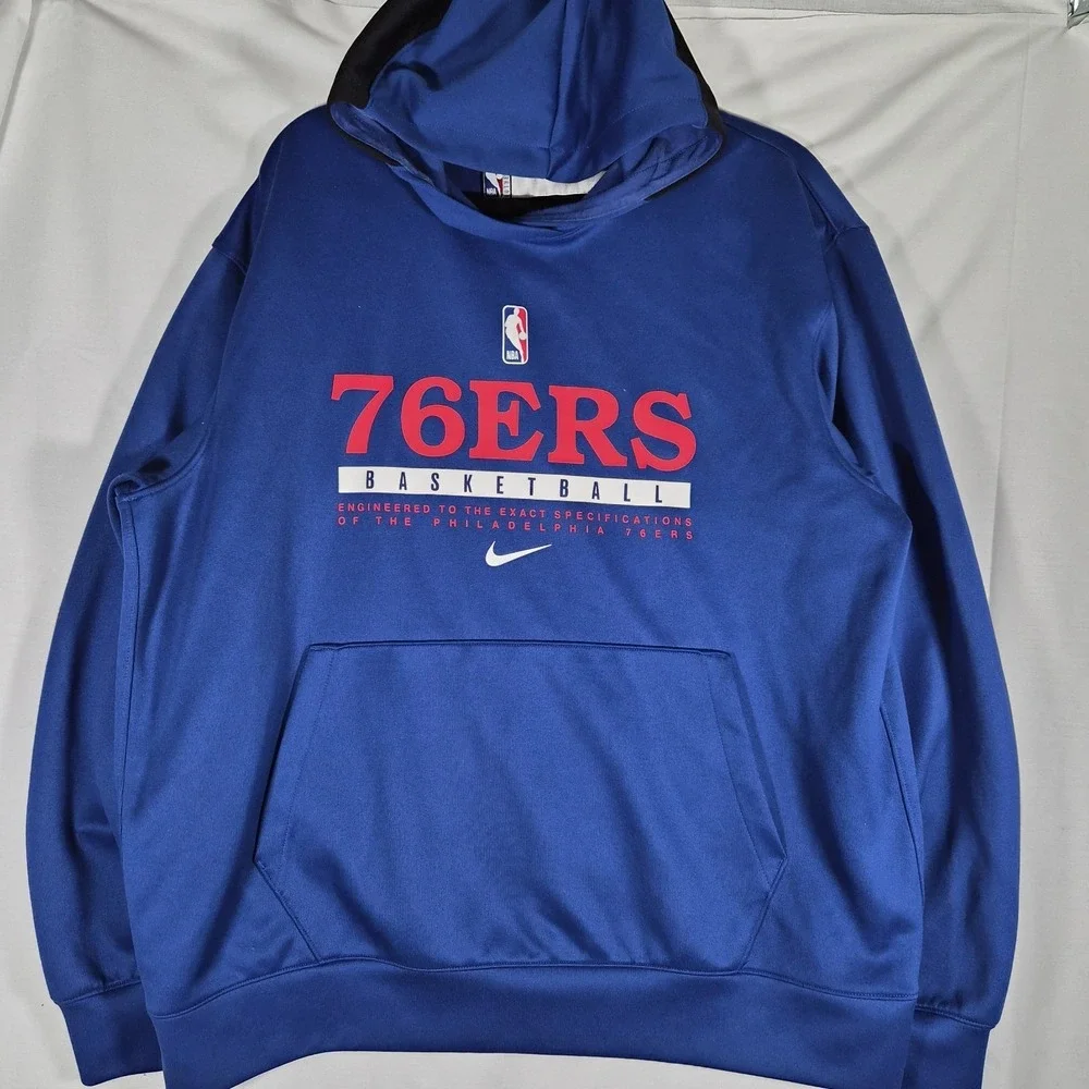 Nike Philadelphia 76ers Hoodie Men's Large Blue NBA‎ Basketball Pullover...