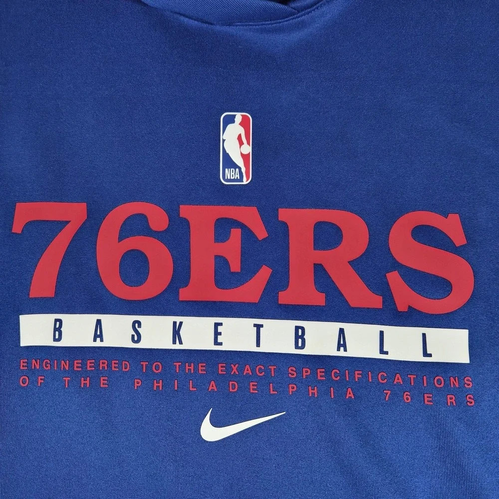 Nike Philadelphia 76ers Hoodie Men's Large Blue NBA‎ Basketball Pullover...
