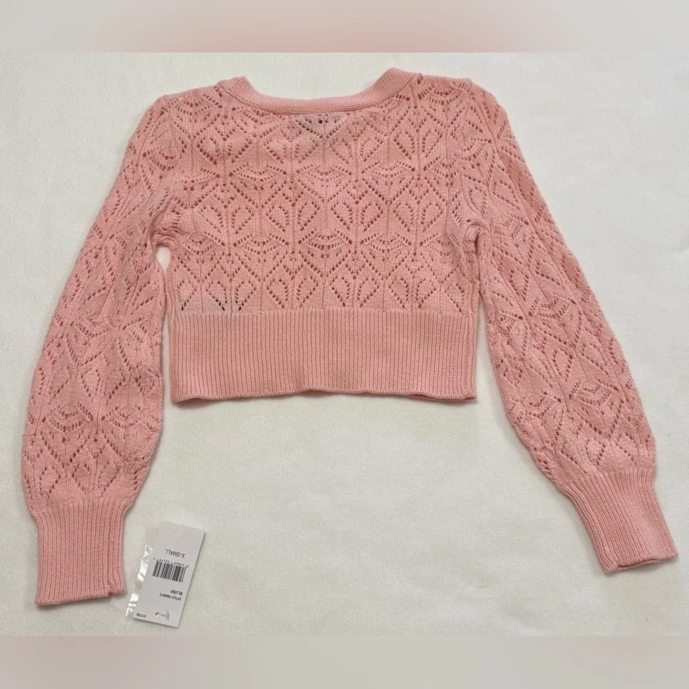 Girls XS Blush Pink Cropped V-Neck Cardigan - NWT