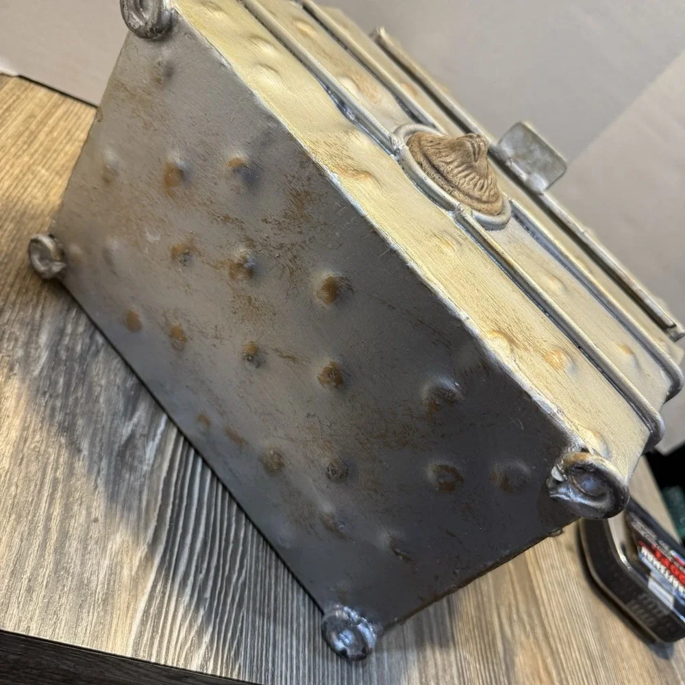 Metal Hinged Treasure‎ Box Studded With Lions On It Beautiful Piece