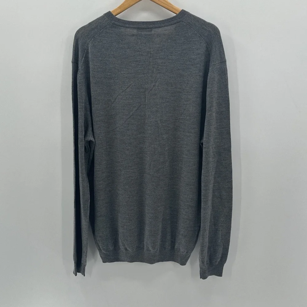 Joseph Abboud Men's 100% Extra Fine‎ Merino Wool Gray V Neck Sweater 3XLT Office