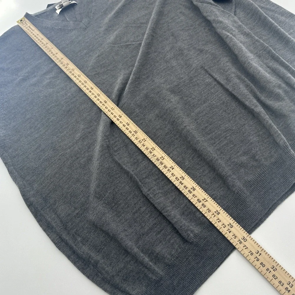 Joseph Abboud Men's 100% Extra Fine‎ Merino Wool Gray V Neck Sweater 3XLT Office