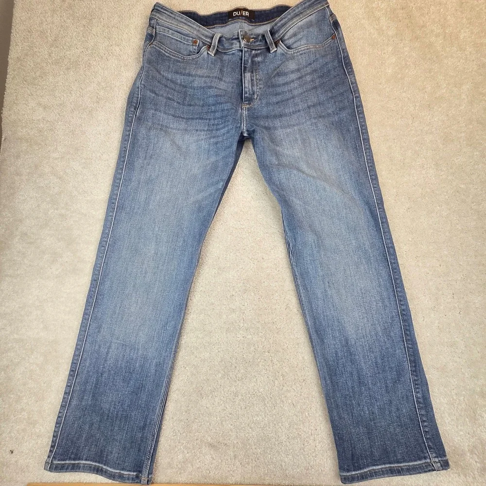 DU/ER Mens Performance Denim Plus Straight Fit Jeans Medium Wash Blue 34x30