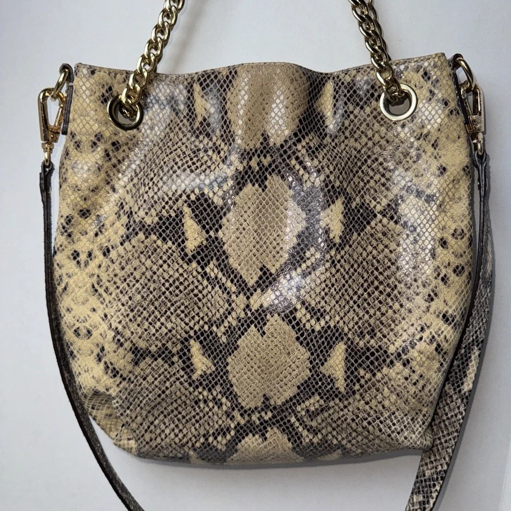 MICHAEL‎ KORS Chain Python Leather JET SET Tote Hobo Convertible Shoulder Bag