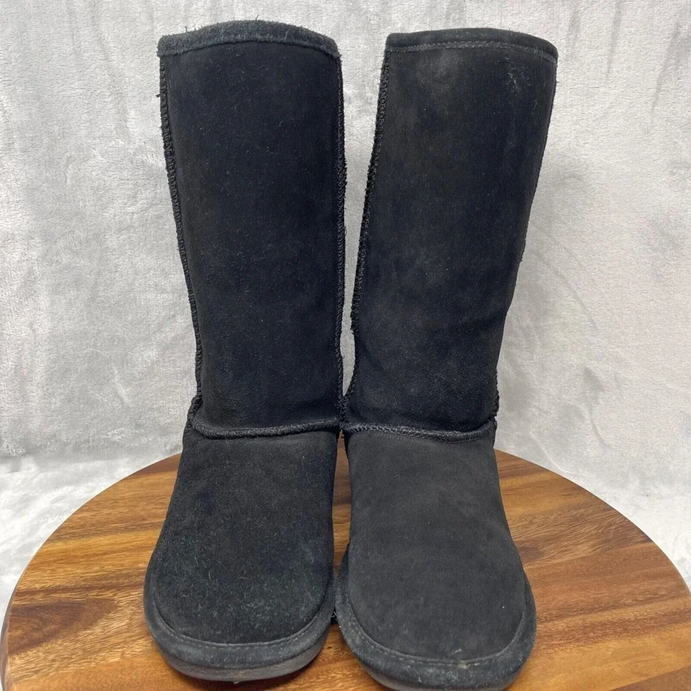Björndal Boots Womens 6 Black Suede‎ Sheepskin Wool Lined Mid Calf Tall Zoe