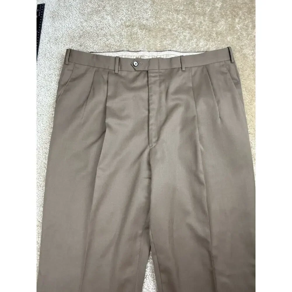 Vintage JB Britches for Nordstrom Mens Wool Dress Pants Sz 40 Pleated Brown A244