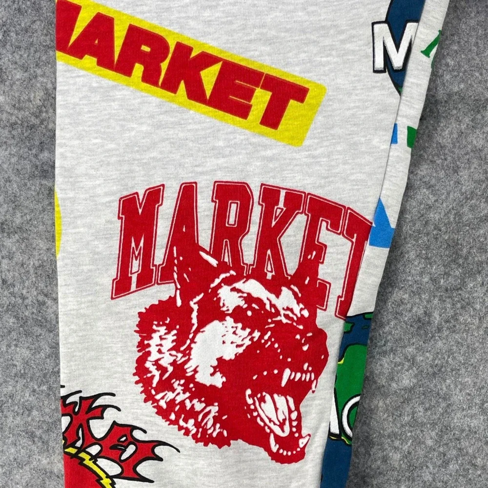 Chinatown Market Sweatpants Men Medium Gray Logo Graphic AOP Print Joggers‎ NEW