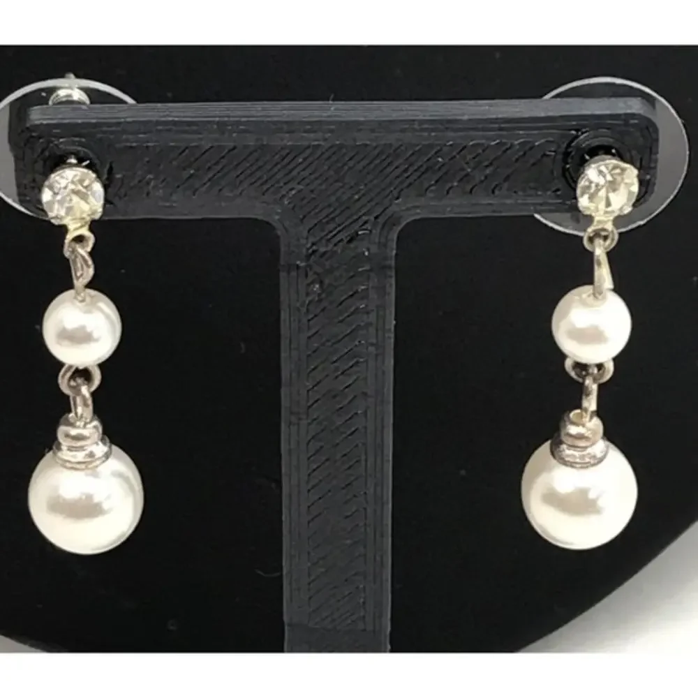 Pearl Rhinestone Crystal Drop Dangle‎ earrings 1.5