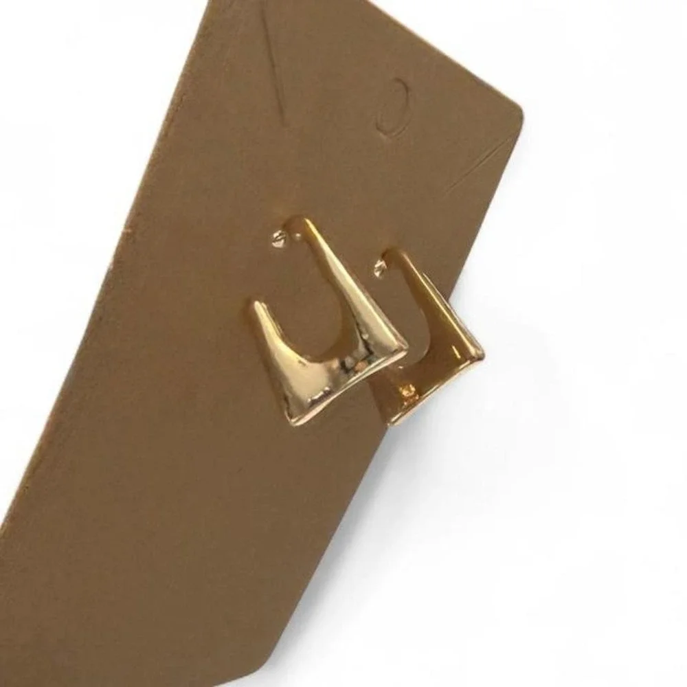 Gold Tone Modern Square Hoop Earrings‎