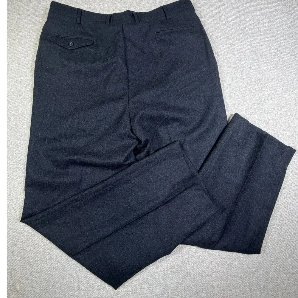Jos A Bank Men 36x32.5 Dark Gray 100% Wool Flat Front Straight Leg Dress Pants