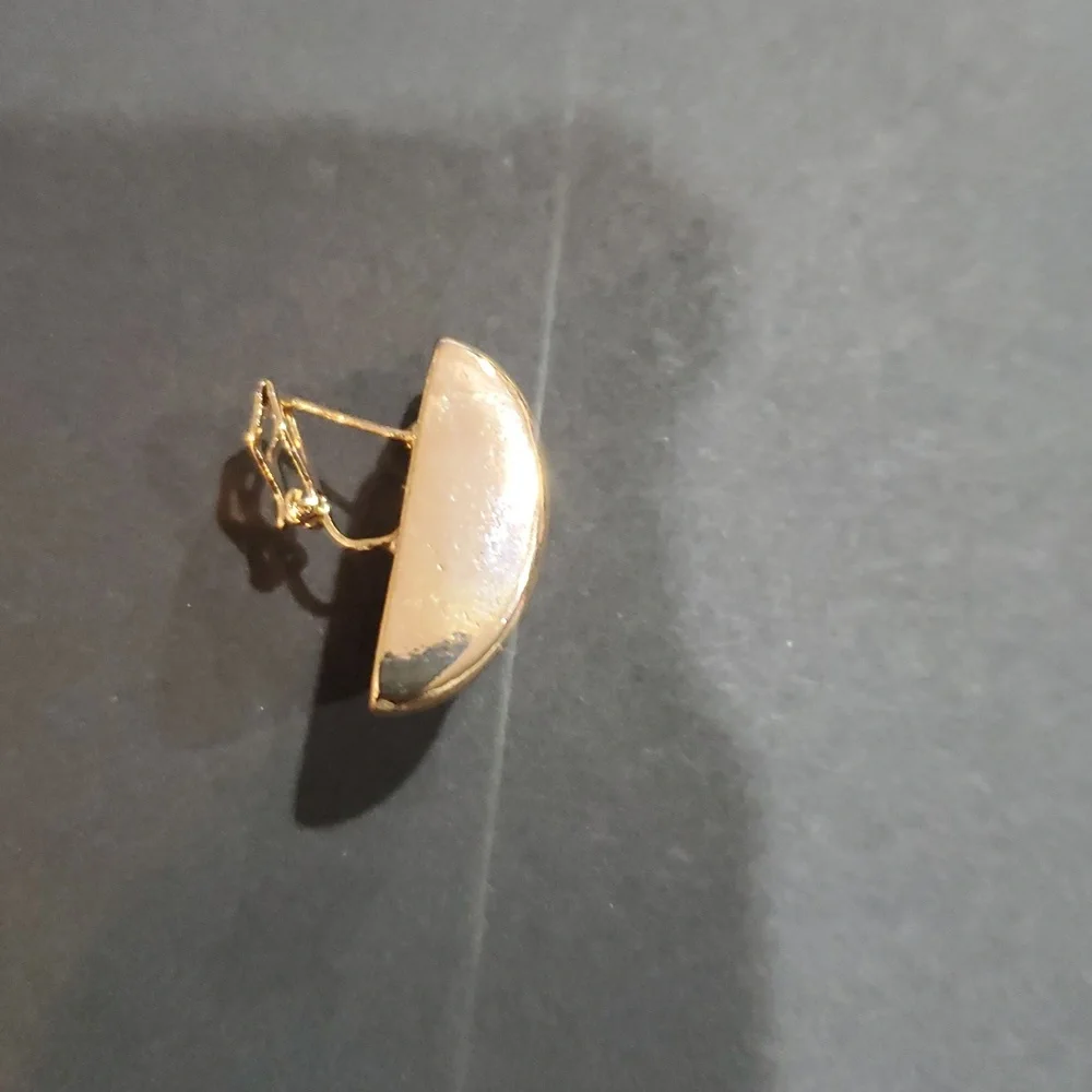 Aldo geometric stone shape ribbed gold plated latchback Earrings‎ new
