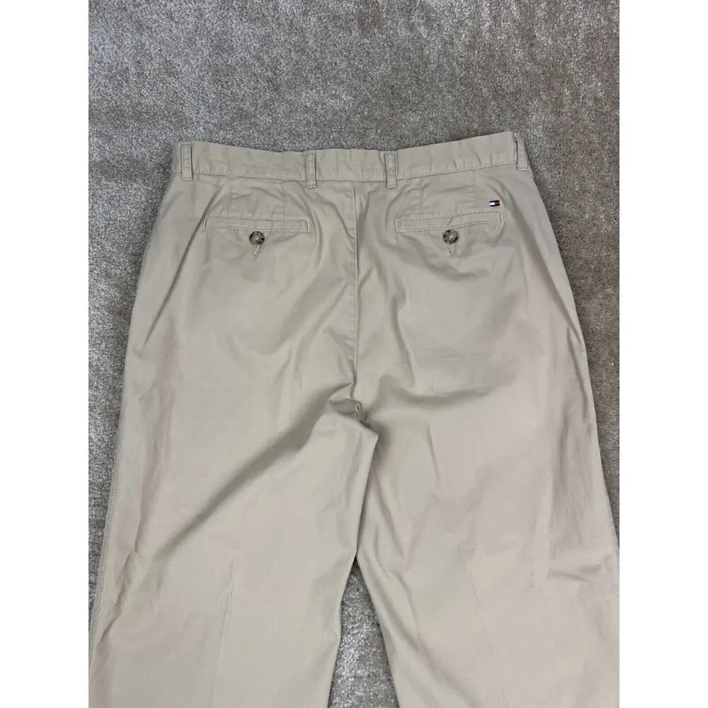 Tommy Hilfiger Pleated Chino Tan Size 36 x 30 Khakis A628