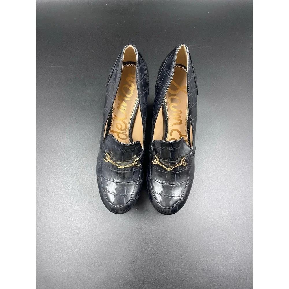 Sam Edelman Womens Size 8M Aretha Black Leather‎ Loafer Platform Heels Y2K Goth