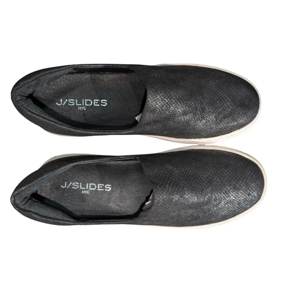 J Slides NYC Platform Slip-on Sneaker Metallic Black Size 6M US 1.5