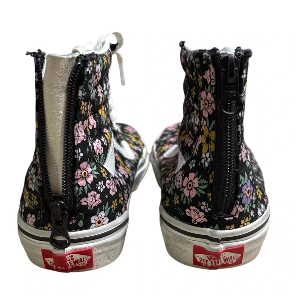 VANS Floral High-Top Sneakers Zip Back Size 3