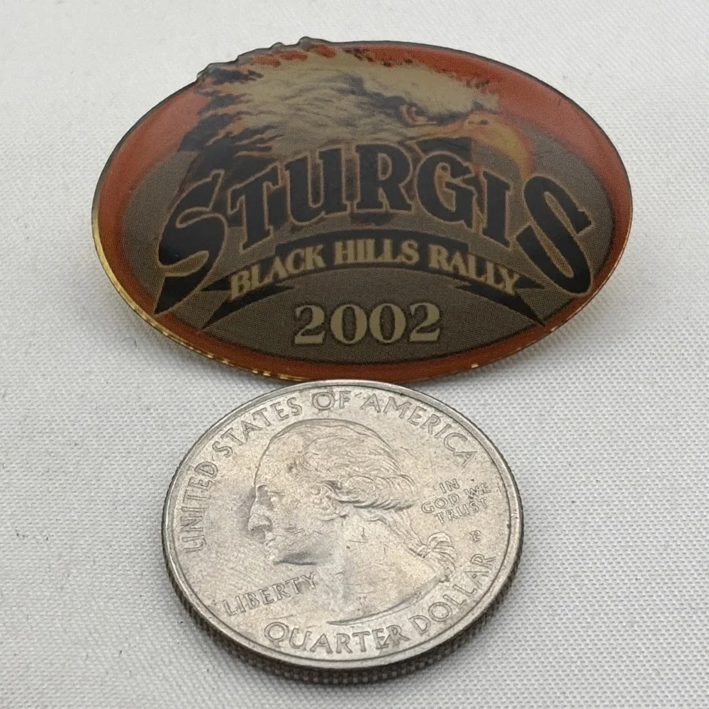 2002 Sturgis Black Hills Rally Motorcycles Bald Eagle Bird Lapel Hat Pin