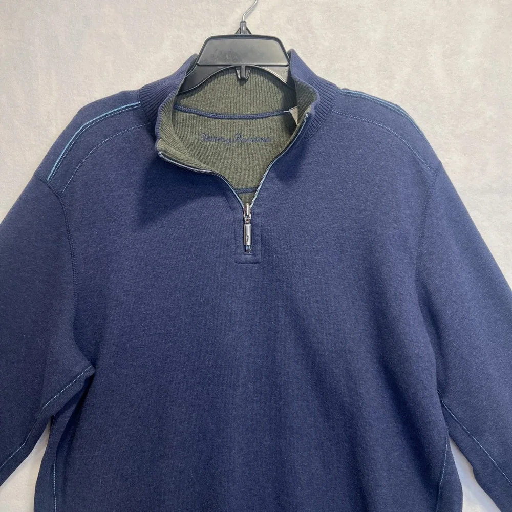 Tommy Bahama Flip shore Half‎ Zip Reversible Pullover Blue Green Size L
