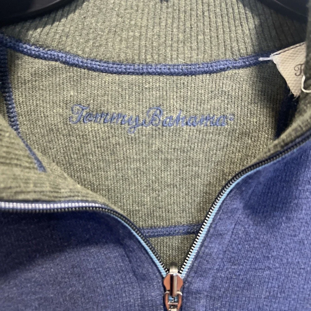 Tommy Bahama Flip shore Half‎ Zip Reversible Pullover Blue Green Size L